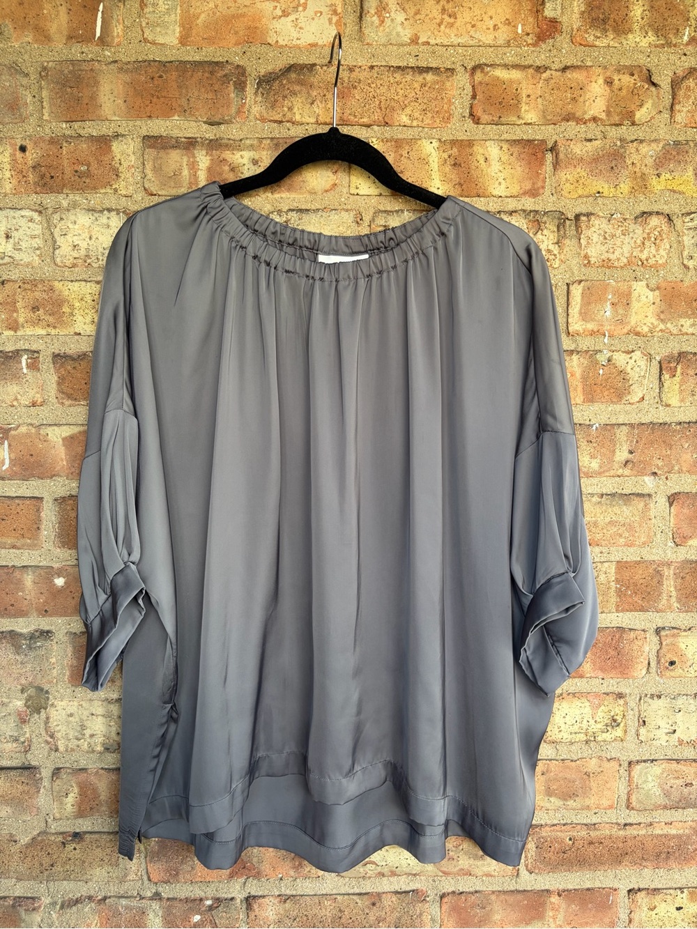 Prologue Iron Gray Elastic Neck Blouse